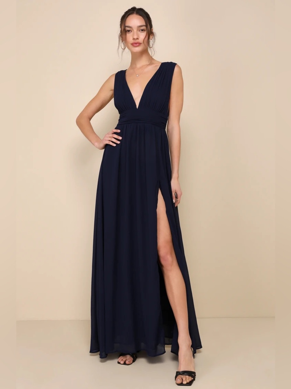 Lulus Heavenly Hues navy blue Maxi Dress small